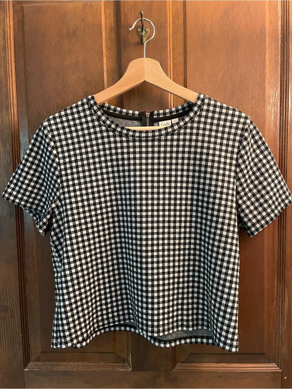 twik Black & White Gingham Short Sleeve Top